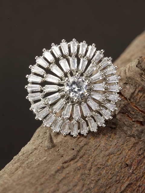 Bhana Fashion Women Silver Plated & White American Diamond Stone Studded Handcrafted Circular Ring
Bhana Fashion Women Silver Plated & White American Diamond Stone Studded Handcrafted Circular Ring