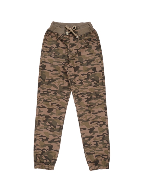 Pantaloons Junior Boys Green & Brown Regular Fit Printed Joggers