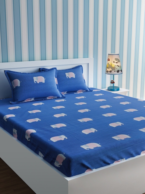 URBAN DREAM Kids Printed Blue Bedsheet Set