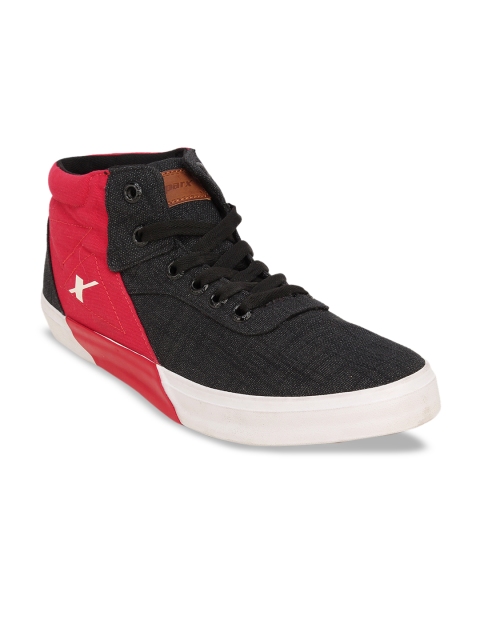 Sparx Men Black & Red Colourblocked Sneakers
