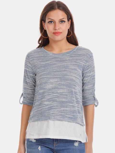 Cherokee Women Blue Solid Top