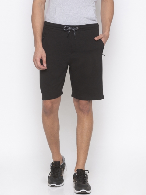 Globus Men Black Solid Slim Fit Sports Shorts