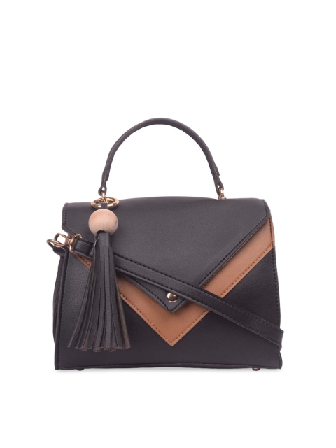 Bagkok Black & Beige Colourblocked Handheld Bag