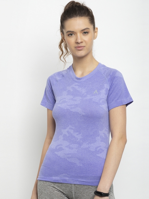 Active Soul Women Blue Printed Round Neck T-shirt