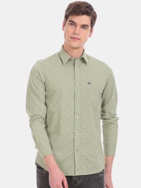 Arrow Sport Men Green & Brown Slim Fit Printed Casual Shirt