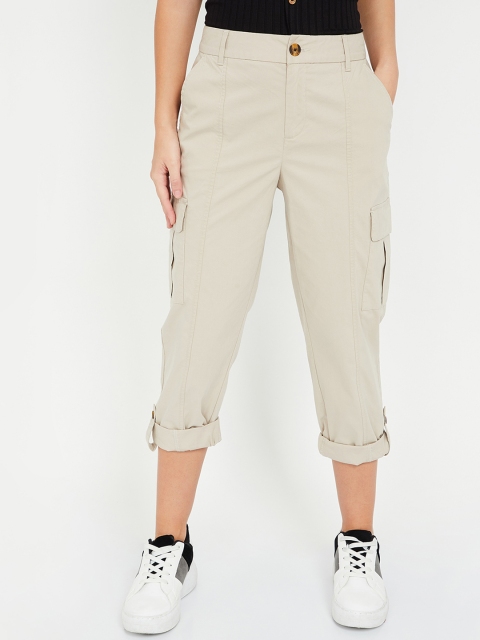 Fame Forever by Lifestyle Women Beige Regular Fit Solid Cargos