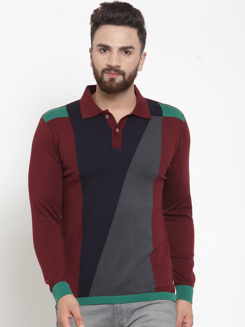 Kalt Men Maroon & Grey Colourblocked Polo Collar T-shirt
Kalt Men Maroon & Grey Colourblocked Polo Collar T-shirt