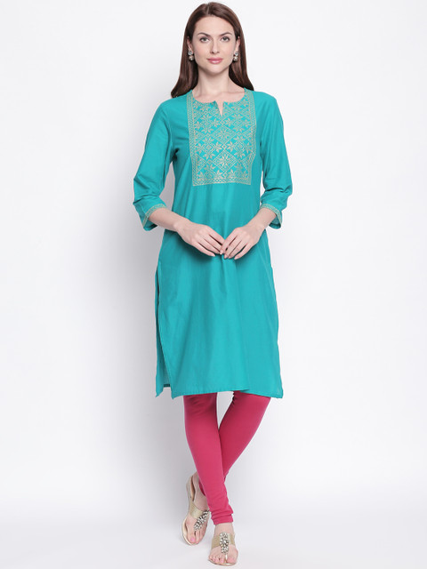 RANGMANCH BY PANTALOONS Women Teal Printed Straight Kurta
RANGMANCH BY PANTALOONS Women Teal Printed Straight Kurta