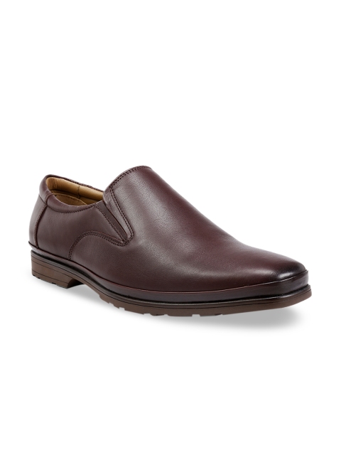 one8 Select BY VIRAT KOHLI Men Brown Solid Genuine Leather Formal Slip-Ons