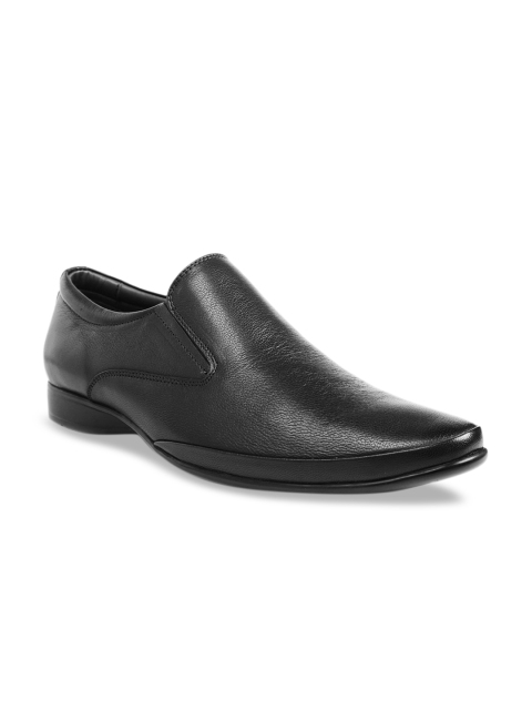 one8 Select BY VIRAT KOHLI Men Black Solid Leather Formal Achiever Slip-Ons