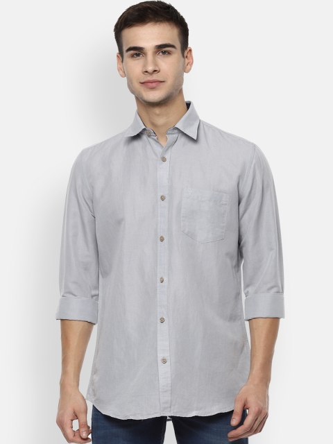 Van Heusen Sport Men Grey Slim Fit Solid Casual Shirt