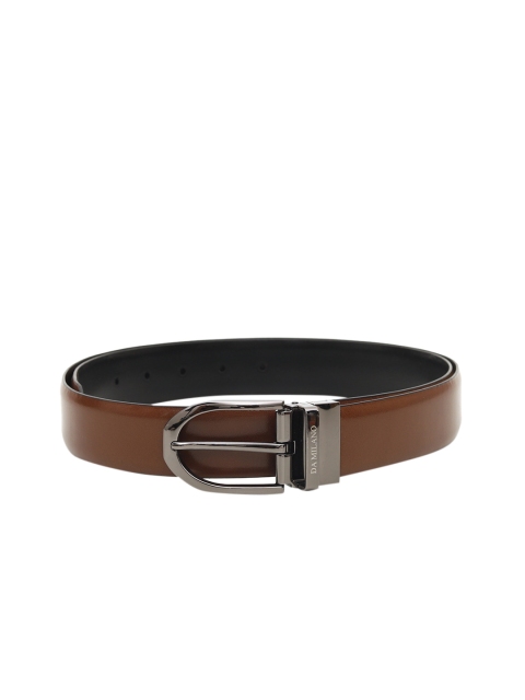 Da Milano Men Brown & Black Solid Reversible Leather Belt