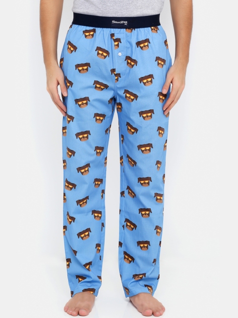 Smugglerz Men Blue Printed Lounge Pants