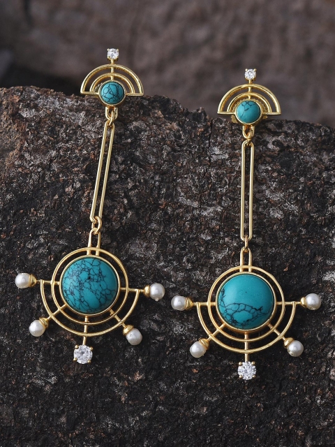 Tistabene Turquoise Blue Gold Plated Contemporary Drop Earrings