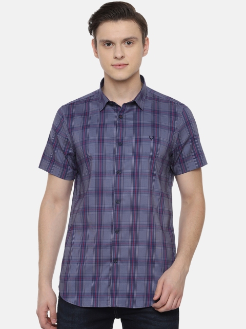 Allen Solly Men Blue Slim Fit Checked Casual Shirt