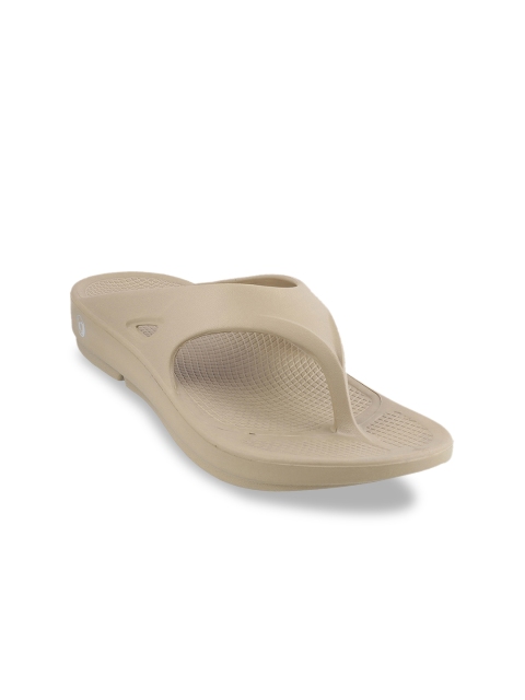 WALKWAY Men Khaki Solid Thong Flip-Flops