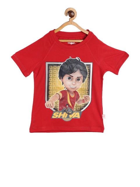 Shiva Boys Red Printed Round Neck T-shirt