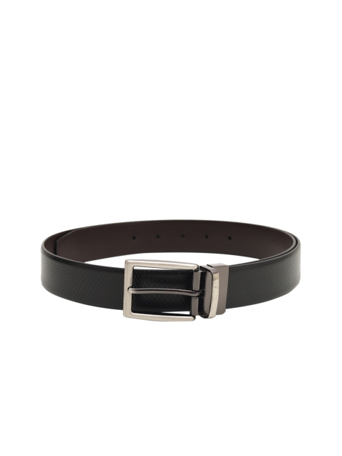 Da Milano Men Black & Brown Leather Reversible Solid Belt