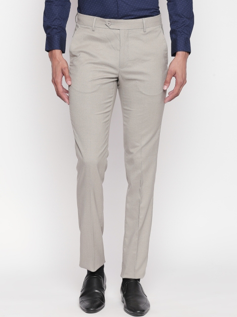 RICHARD PARKER by Pantaloons Men Beige Slim Fit Solid Formal Trousers