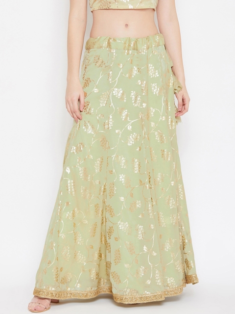 studio rasa Women Green & Gold-Toned Georgette Satin Foil Printed Flared Maxi Kalidaar Skirt
studio rasa Women Green & Gold-Toned Georgette Satin Foil Printed Flared Maxi Kalidaar Skirt