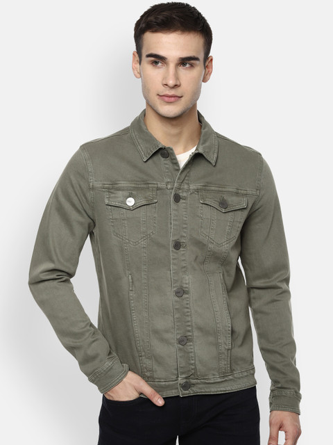V Dot Men Olive Green Solid Denim Jacket
V Dot Men Olive Green Solid Denim Jacket