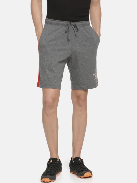 Macroman M-Series Men Charcoal Grey Solid Regular Fit Sports Shorts