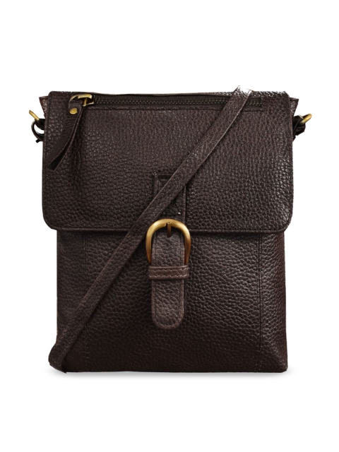 ABYS Unisex Coffee Brown Solid Leather Messenger Bag