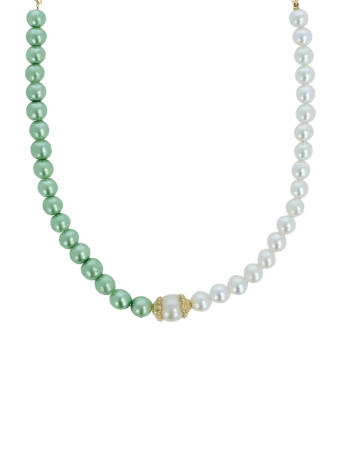 AKSHARA Girls Green & White Synthetic Handcrafted Necklace