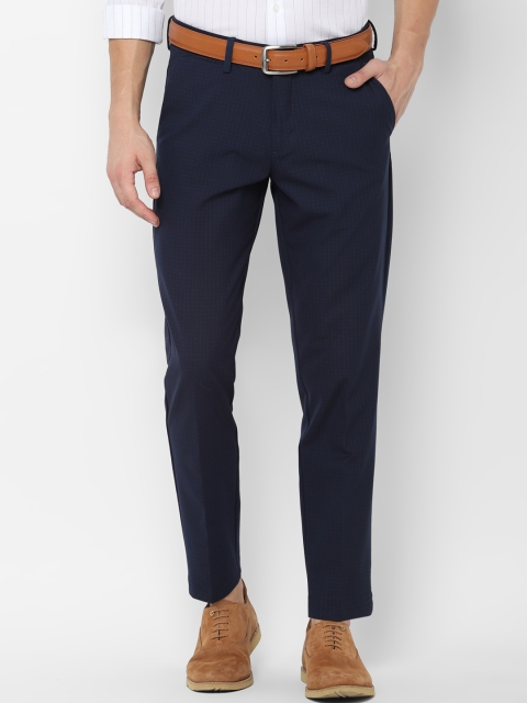 Allen Solly Men Navy Blue Slim Fit Solid Formal Trousers