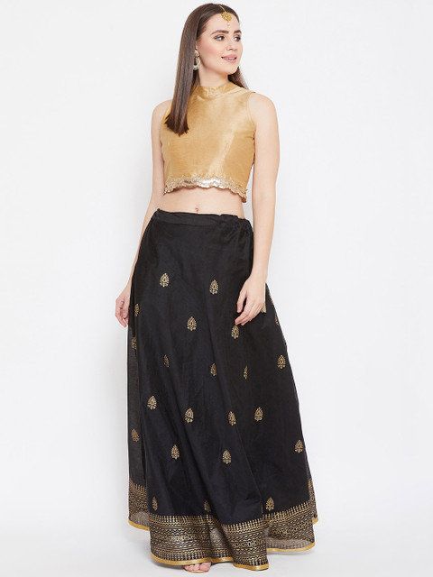 studio rasa Black & Gold-Toned Solid Ready to Wear SIlk Lehenga with Blouse
studio rasa Black & Gold-Toned Solid Ready to Wear SIlk Lehenga with Blouse