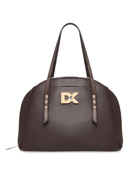 Diana Korr Coffee Brown Solid Shoulder Bag