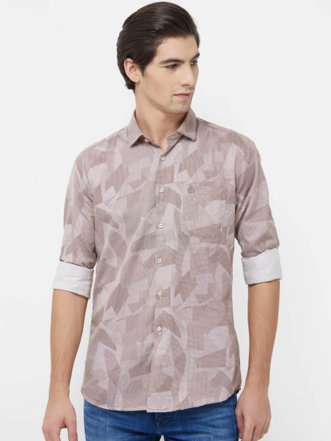 Integriti Men Brown Slim Fit Printed Casual Shirt