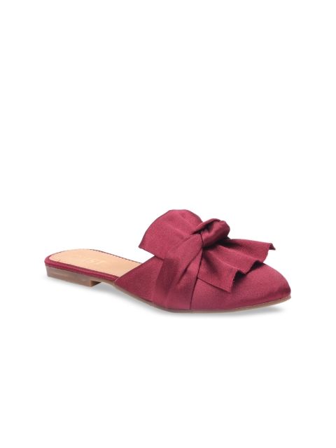 GNIST Women Burgundy Solid Mules