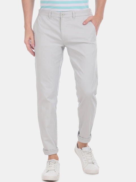 Ruggers Men Off-White Slim Fit Solid Regular Trousers