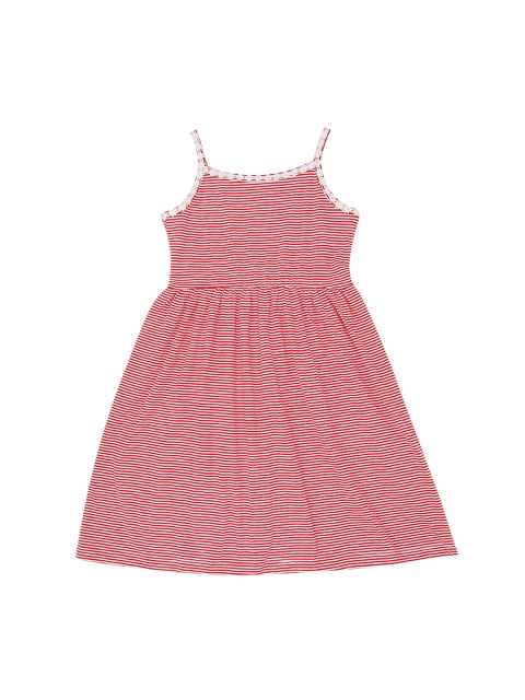 Pantaloons Junior Girls Red Striped Fit and Flare Dress