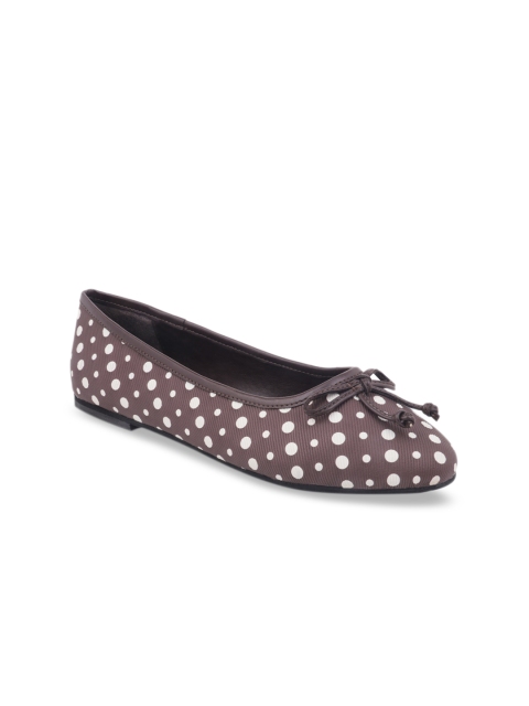 TRENDS & TRADES Women Coffee Brown & Off-White Printed Ballerinas