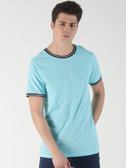 Blue Saint Men Blue Solid Round Neck T-shirt
