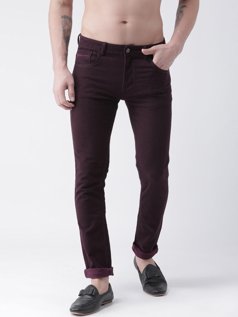 Rex Straut Jeans Men Maroon Slim Fit Mid-Rise Clean Look Stretchable Jeans