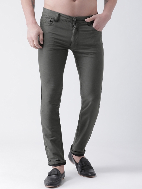 Rex Straut Jeans Men Green Slim Fit Mid-Rise Clean Look Stretchable Jeans