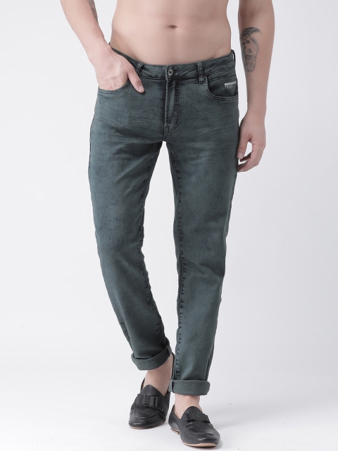 Rex Straut Jeans Men Green Tapered Fit Mid-Rise Clean Look Stretchable Jeans
