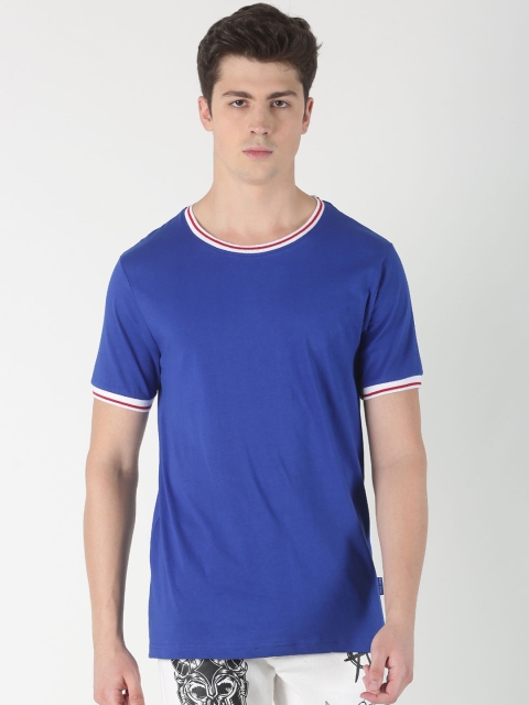 Blue Saint Men Blue Solid Round Neck T-shirt