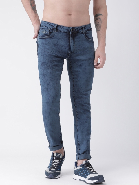 Rex Straut Jeans Men Blue Tapered Fit Mid-Rise Clean Look Stretchable Jeans