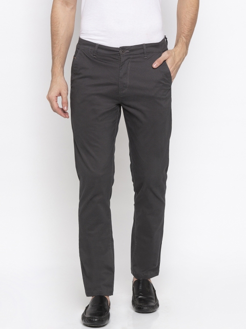 SPYKAR Men Grey Tapered Fit Printed Regular Trousers