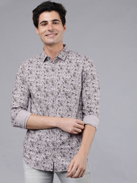 Ecko Unltd Men Grey Slim Fit Printed Casual Shirt