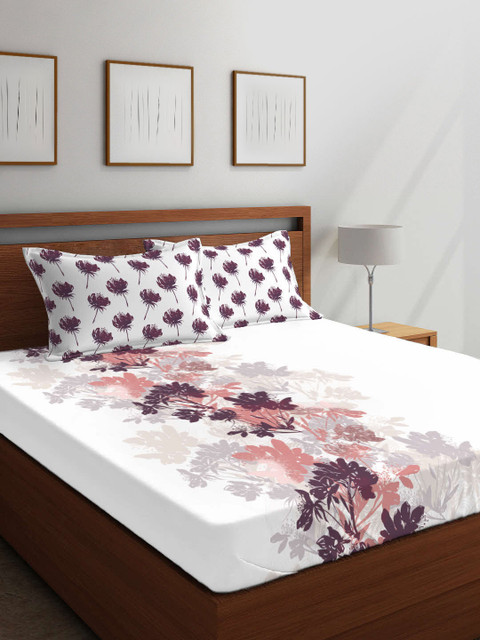 Boutique Living India White & Purple Floral 144 TC Cotton 1 Queen Bedsheet with 2 Pillow Covers
Boutique Living India White & Purple Floral 144 TC Cotton 1 Queen Bedsheet with 2 Pillow Covers