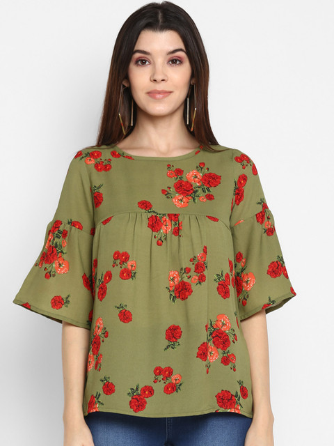 MIAMINX Women Green & Red Floral Print A-Line Top
MIAMINX Women Green & Red Floral Print A-Line Top