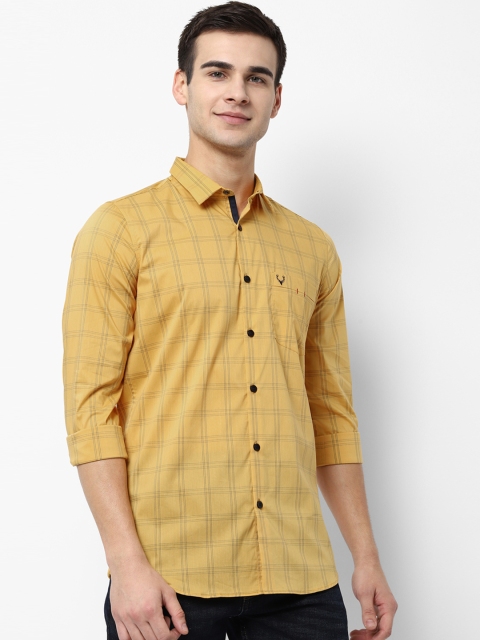 Allen Solly Men Yellow Slim Fit Checked Casual Shirt