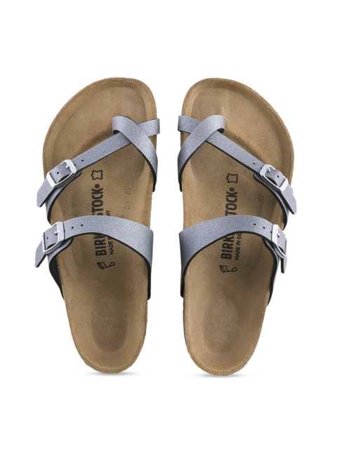 Birkenstock Women Grey Solid Mayari Birko-Flor One Toe Regular Width Flats