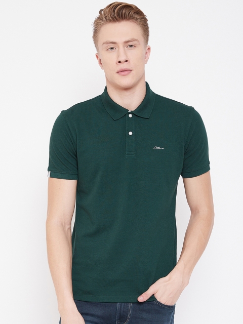 Octave Men Green Solid Polo Collar T-shirt