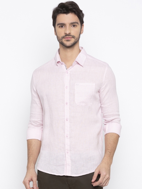 SPYKAR Men Pink Slim Fit Solid Casual Shirt